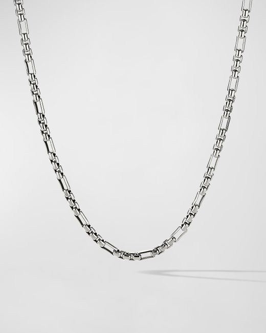 David Yurman Open Station Box Chain Necklace Sterling 3mm 26L