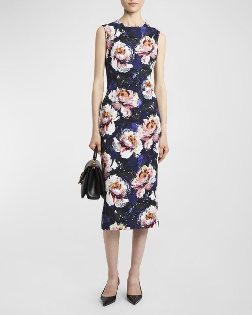 Dolce & Gabbana Cady Floral Print Sheath Dress