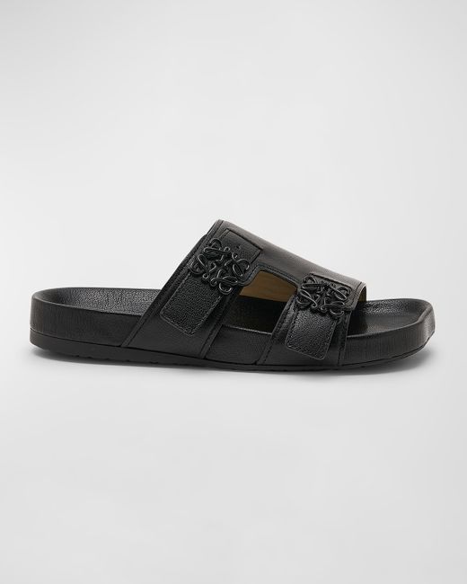 Loewe Ease Leather Dual-Buckle Slide Sandals