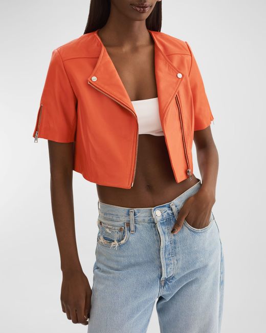 LaMarque Kirsi Short-Sleeve Leather Jacket