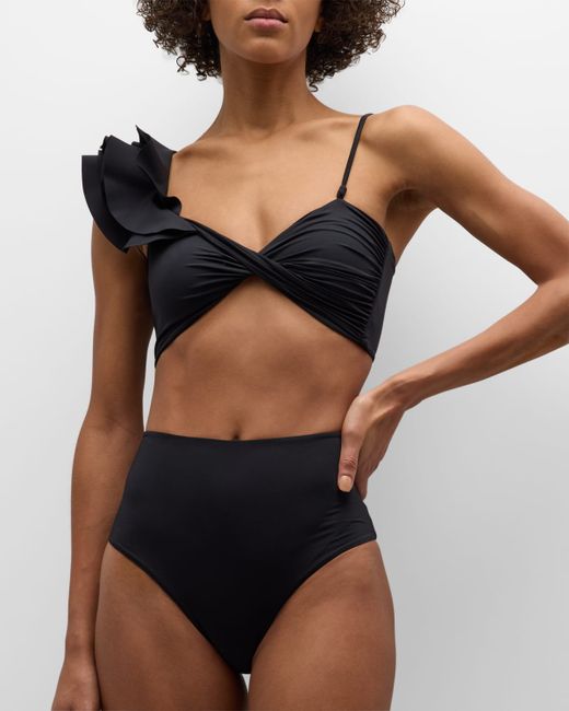 Maygel Coronel Costa Ruffle-Shoulder Two-Piece Bikini Set