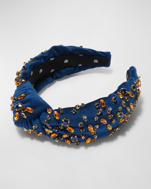 Lele Sadoughi Embellished Velvet Knotted Headband