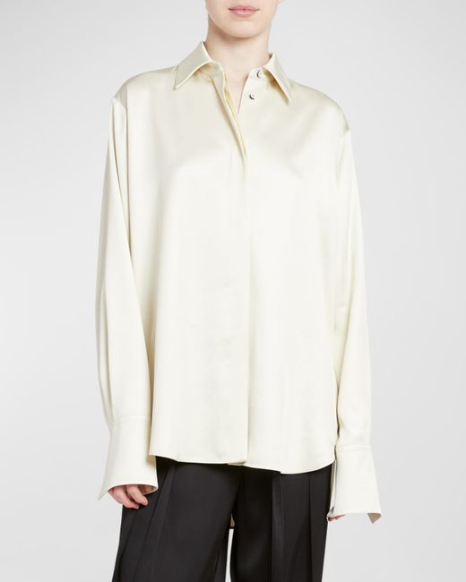 Jil Sander Satin Long-Sleeve Collared Shirt