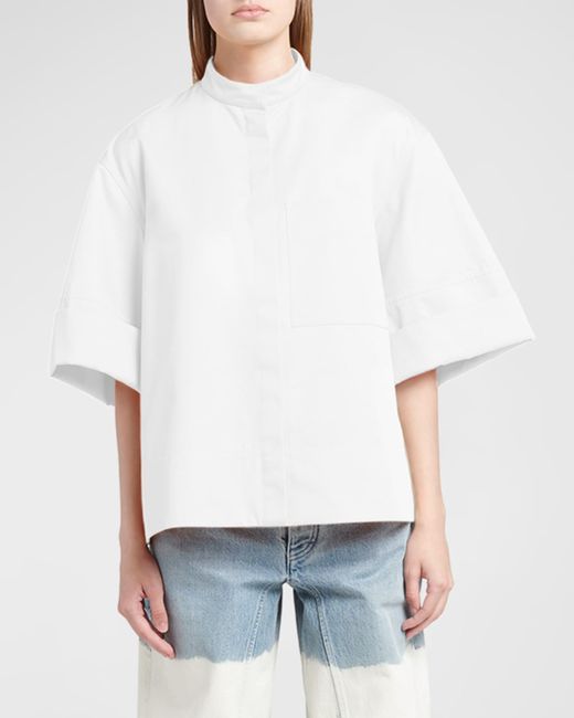 Jil Sander 3/4-Sleeve Collared Boxy Shirt