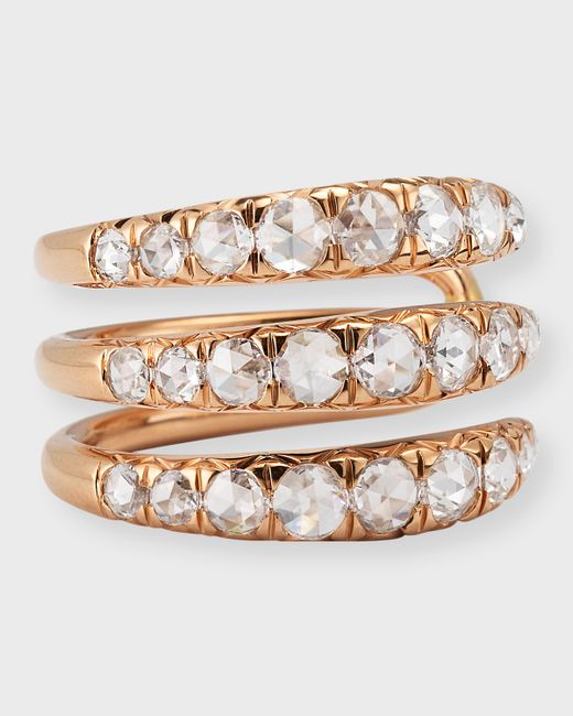 64 Facets 18K Rose Gold Claw Ring with Round Cut Diamonds 5.5