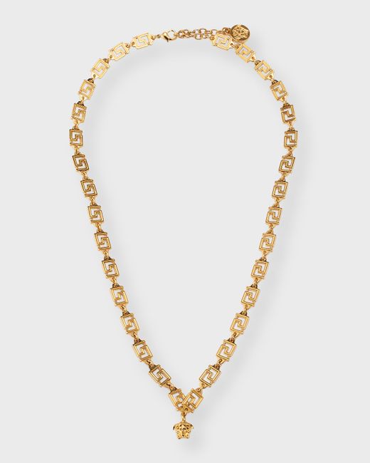 Versace Greca Chain Necklace with Medusa Charm