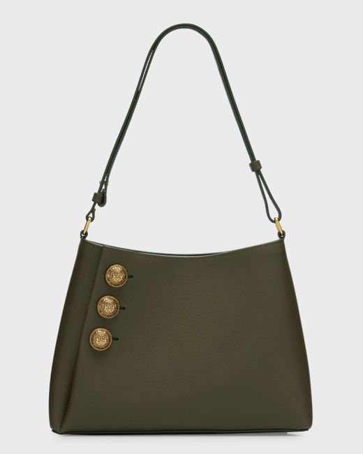 Balmain Embleme Grained Leather Shoulder Bag