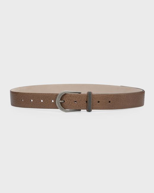Brunello Cucinelli Monili-Loop Pebble Leather Belt
