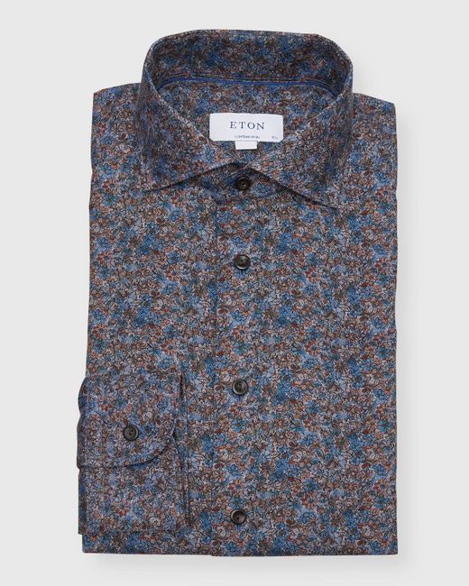 Eton Cotton Floral-Print Dress Shirt