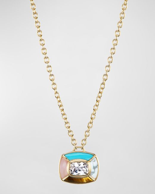 Emily P. Wheeler Mini Patchwork Necklace 18K Gold and Topaz 16L