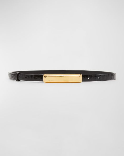 Tom Ford Croc-Embossed Leather Skinny Belt