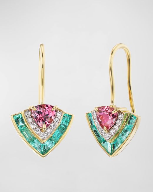 Emily P. Wheeler Tiered Drop Earrings 18K Gold and Gems