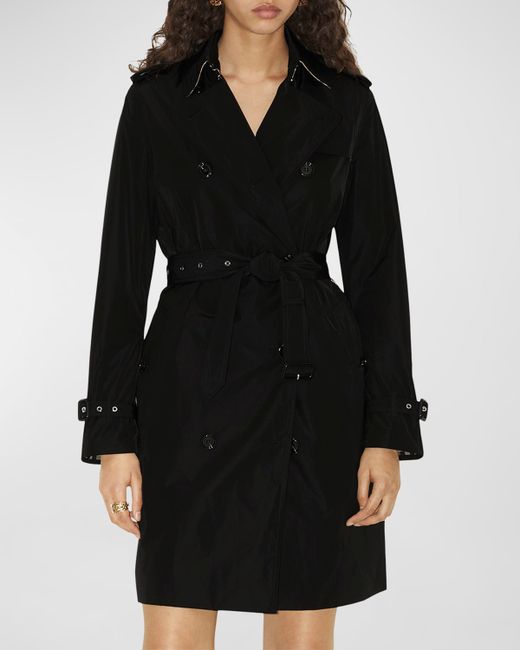 Burberry Kensington Double-Breasted Trench Coat with Detachable Hood