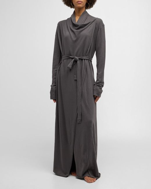 Lunya Long Cowl-Neck Pima Cotton Robe