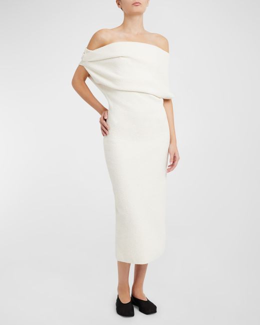 Armarium Debra Off-Shoulder Boucle Midi Dress