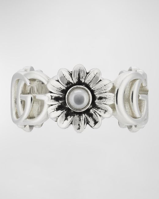 Gucci GG Marmont 10mm Sterling Pearl Flower Ring