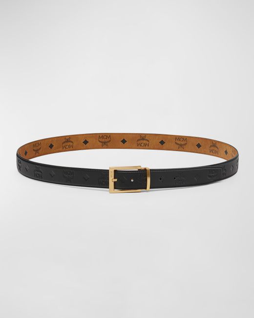 Mcm Embossed Monogram Leather Reversible Belt