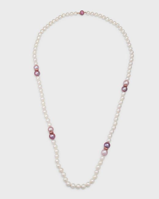 Belpearl 18K Rose Gold Sapphire Akoya and Kasumiga Pearl Necklace