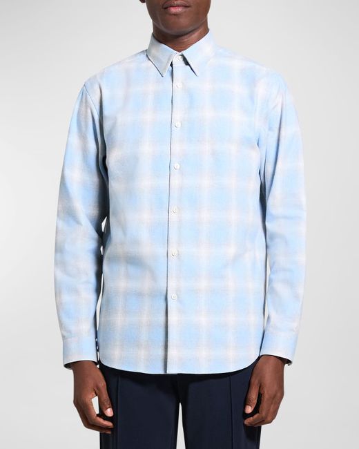 Theory Irving Cotton-Blend Flannel Casual Button-Down Shirt