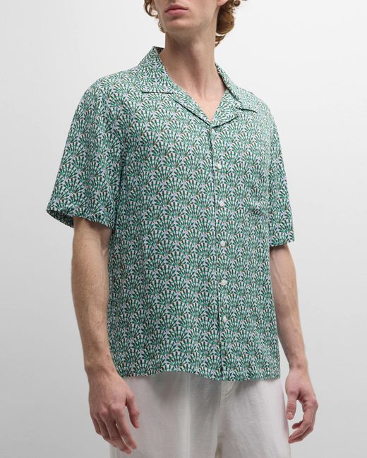 Onia Liberty Triton Printed Short-Sleeve Camp Shirt
