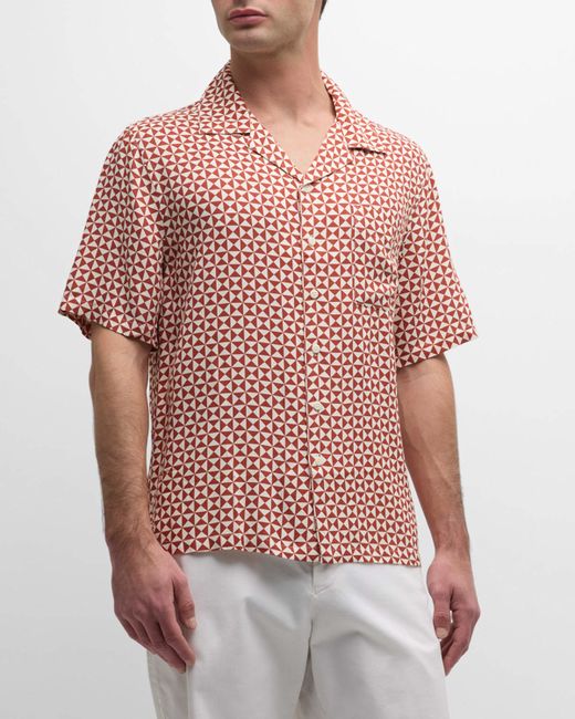 Onia Geometric-Print Short-Sleeve Camp Shirt