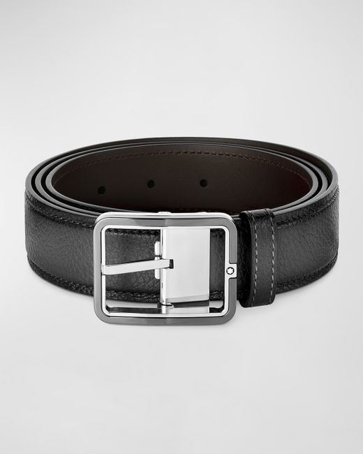 Montblanc Rectangle-Buckle Grained Leather Belt 35mm