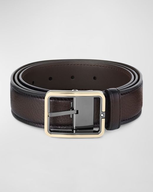 Montblanc Two-Tone Buckle Grained Leather Belt 35mm