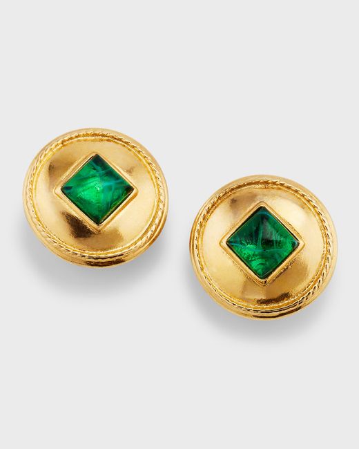 Ben-Amun 24K and Emerald Clip-On Earrings