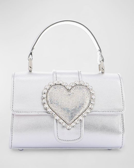 Sophia Webster Amora Heart Metallic Leather Top-Handle Bag