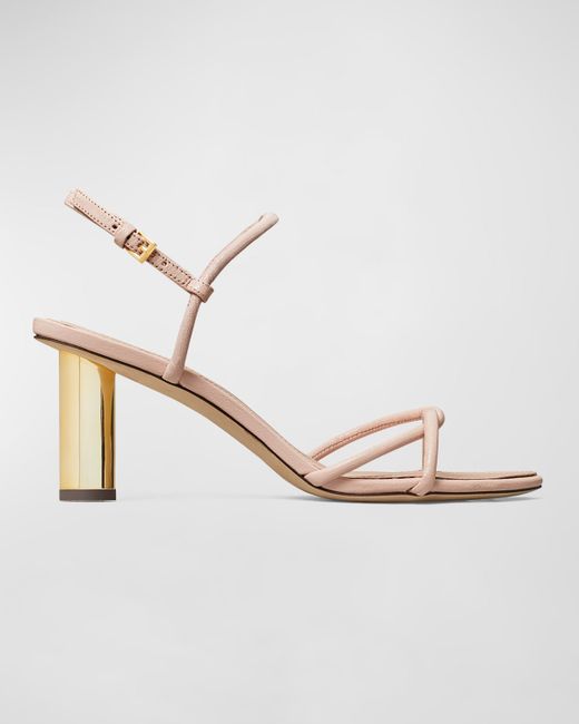 Tory Burch Leather Cylinder-Heel Slingback Sandals