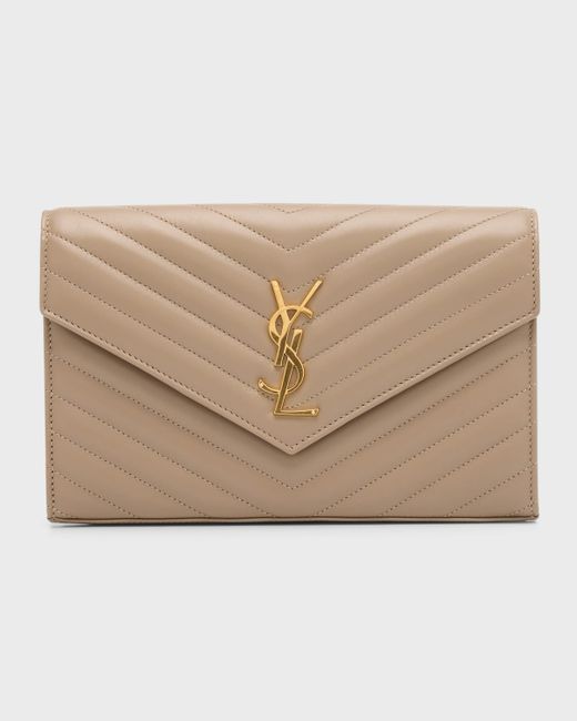 Saint Laurent Classic YSL Quilted Napa Wallet on Chain