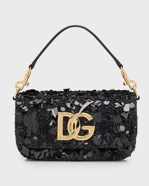 Dolce & Gabbana DG Logo Sequined Top-Handle Bag