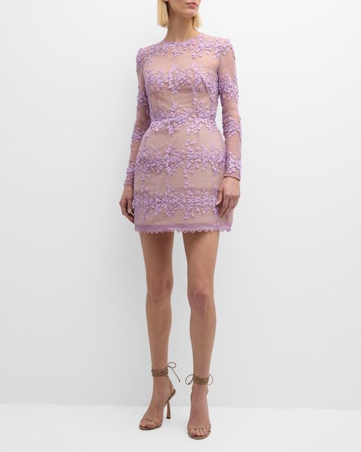 Bronx and Banco Masey Applique and Floral Lace Mini Dress