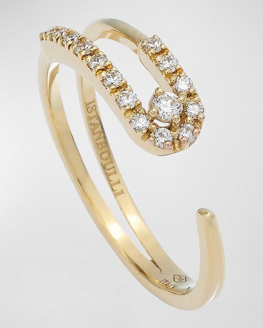 Krisonia 18K Gold Tapered Ring with Diamonds 4.5