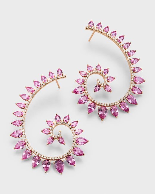Gismondi 1754 18k Yellow Gold Sapphire and Diamond Spiral Earrings
