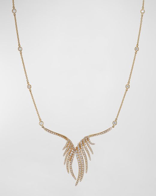 Krisonia Pave Diamond Wing Pendant Necklace 18K Gold