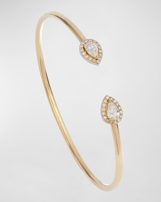Krisonia 18K Gold Cuff Bracelet with Pear-Cut Diamonds