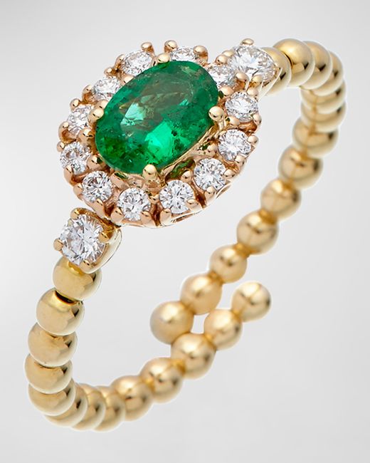 Krisonia Emerald and Diamond Spring Ball Bracelet 18K Yellow Gold