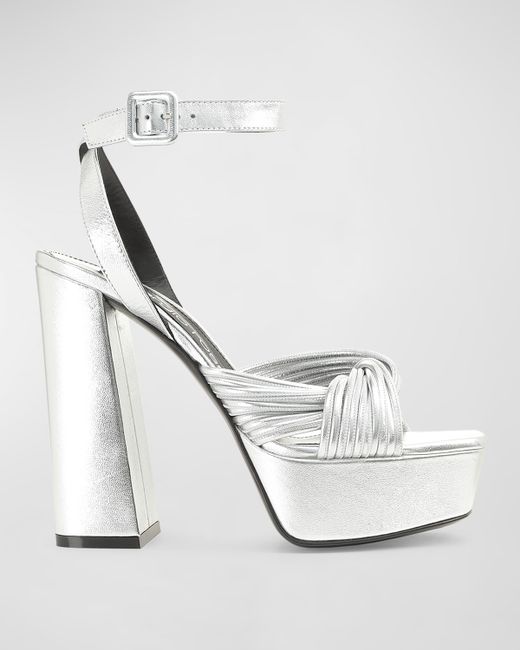 Sergio Rossi Metallic Ankle-Strap Platform Sandals