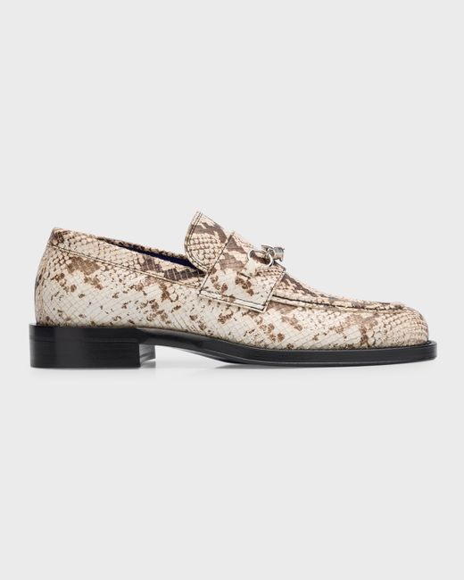 Burberry Python-Print Leather Barbed Loafers