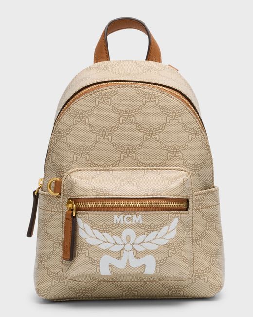 Mcm Stark Monogram Coated Canvas Backpack