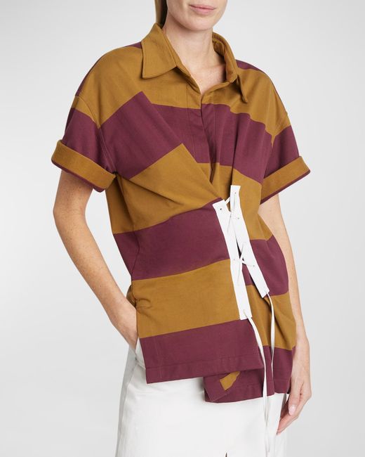 Dries Van Noten Click Striped Lace-Up Shirt