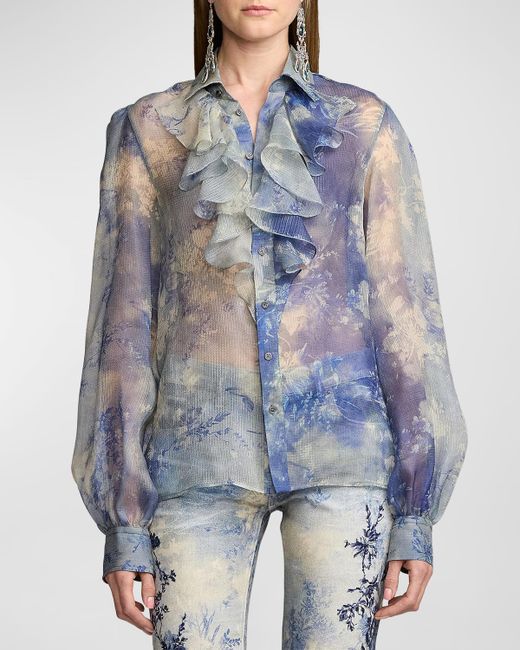 Ralph Lauren Collection Dylon Wildflower-Print Silk Gazaar Button-Front Shirt