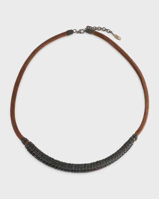 Brunello Cucinelli Monili Braided Leather Choker Necklace
