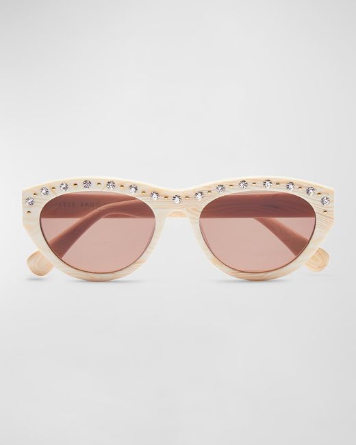 Lele Sadoughi Memphis Embellished Acetate Cat-Eye Sunglasses
