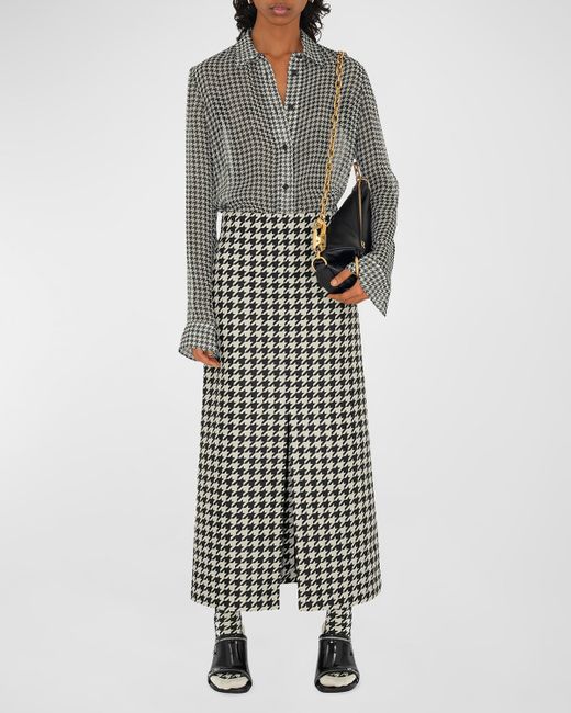 Burberry Houndstooth Button-Front Blouse
