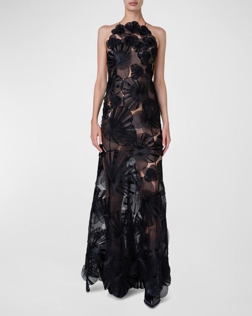 Akris Anemone Tulle Gown with Silk Organza Floral Detail