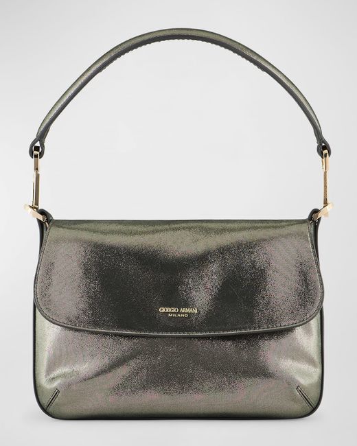 Giorgio Armani La Prima Small Metallic Nubuck Top-Handle Bag