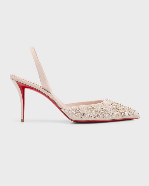 Christian Louboutin Queenissima Embellished Sole Slingback Pumps