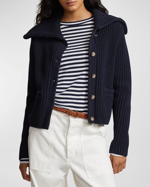 Polo Ralph Lauren Rib-Knit Cotton Collared Cardigan